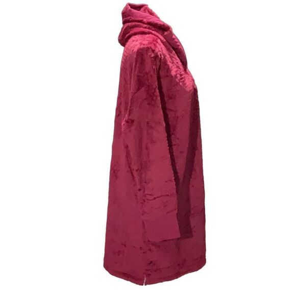 Nautica Burgundy Hooded Fleece Pullover Sleepwear Pockets Warm Robe Medium NWT - Picture 4 of 8